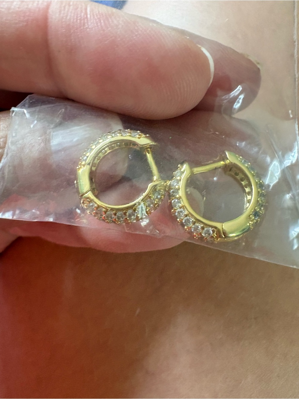 Kendra Scott Gold Hoop Huggie Earrings with Clear Crystals